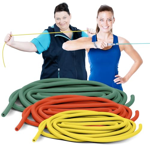 TheraBand Tubings 1,50m | Trainingsbänder für Therapie & Fitness | Tubes Fitnessbänder Set | Widerstandsbänder Krafttraining | Home Workout Resistance Bands Set | Terrabänder | Naturkautschuk