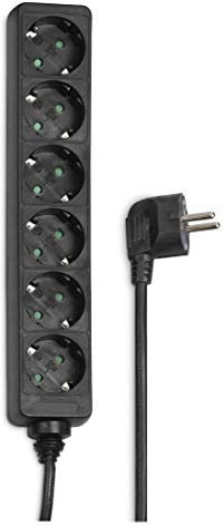 Hama Steckdosenleiste 6-fach (Mehrfachsteckdose mit erhöhtem Berührungsschutz, Mehrfachstecker mit Steckdosen im 45°-Winkel, Steckerleiste Kabel 1,4 m, 3500 W) schwarz