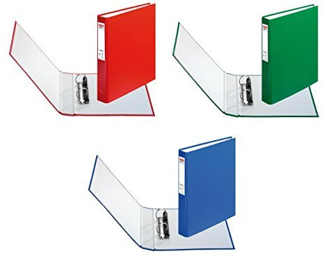 3 Herlitz Ringbücher / DIN A5 Ringbuch mit 2-Ringe / je 1x blau rot grün