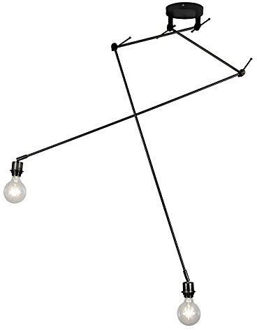 Qazqa Modern Pendelleuchte, Pendellampe - Blitz - Schwarz, 2-flammig, 60cm,