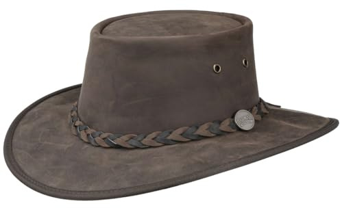 Barmah Squashy Twotone Läderhatt Herrar - Made in Australia outdoorhatt läder outback hatt med läderband, kantband Vinter Höst Sommar Vår Sommar-Vinter - XXL (62-63 cm) brun