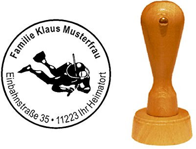 Stempel Adressenstempel Motivstempel « TAUCHER » mit persönlicher Adresse und Motiv - Taucherstempel Tauchen Schnorcheln Tauchlehrer