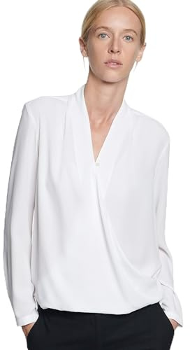 Seidensticker Damblusar – modeblus – omlottlook – långärmad – viskos, Vit (marin 1), 34