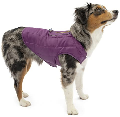 Kurgo Loft hundjacka, vändbar hundrock för kallt väder, lila/grå, liten