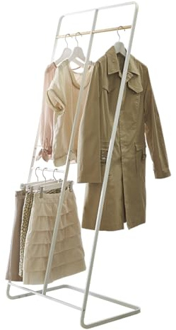 YAMAZAKI 2738 TOWER Coat Hanger Wide, white, Steel/Wood, 61 x 45 x 163 cm