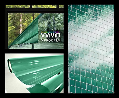 One-Way Green Mirror Finish Vinyl Window Wrap Film Self-Adhesive DIY Small Roll Various Sizes (1 Foot x 5 Feet)