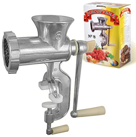 OLYMP Fleischwolf Nr. 8, massiv aus Aluminium, leicht zu reinigen, Maße: 24x18x10,5 cm (ohne Kurbel), für die Küche, zum Zerkleinern