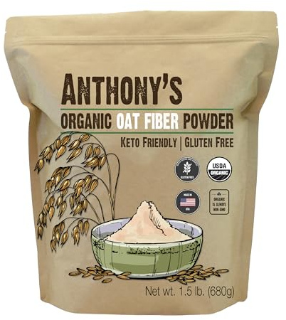 Anthony's Organic Oat Fiber, 1.5 lb, Gluten Free, Non GMO, Keto Friendly, Product of the USA