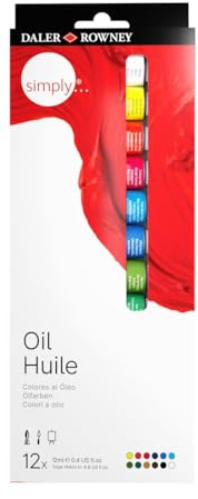 Daler-Rowney Simply 12ml Oil Paint Set, 12 Assorted Colours, Ideal for Entry-Level Artists & Hobbyists