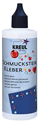 KREUL 49602 - Hobby Line Pegamento para piedras decorativas Frasco de 125 ml Pegamento a base de agua con punta fina para pegar piedras con precisión Transparente cuando está seco