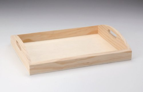GLOREX Holz-Serviertablett, Natur, 36 x 28 x 7 cm, 6 1685 013