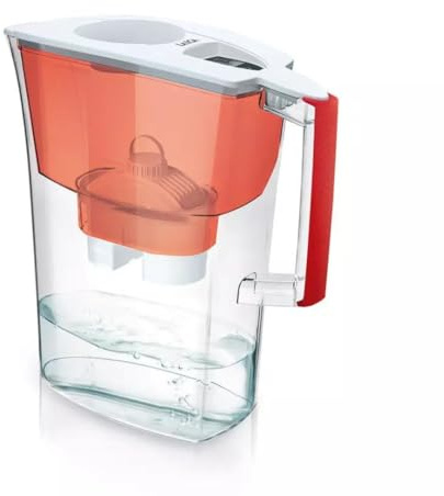Laica Prime Line Water Filter Jug, 3L Capacity, With 1 x 30 Day Water Filter Cartridge, Preserves Mineral Salts, Reduce Chlorine & Heavy Metals & Reduces Hardness in Tap Water- Cherry