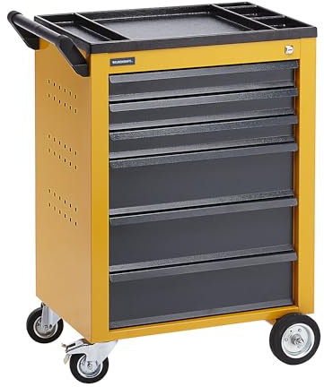 eurokraft | Werkzeugwagen | 6 Schubladen mit Einzelarretierung | HxBxT 930 x 630 x 410 mm | gelb