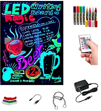 Pizarra LED luminosa 60x80cm, RGB, acrílica + PACK 8 ROTULADORES, ENTREGA 1-3 DÍAS
