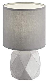 Reality Leuchten Tischleuchte Pike R50831087, Schirm Stoff Grau, Fuß Beton, exkl. 1x E14, 16 x 16 x 28 cm