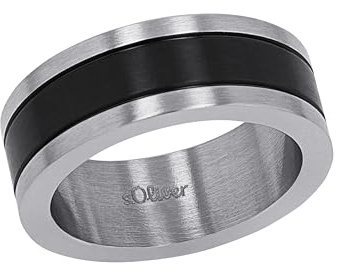 s.Oliver Ring für Herren, Edelstahl IP schwarz, Größe: 60/19