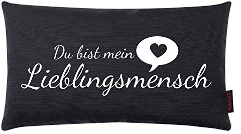 MAGMA Kissen Lieblingsmensch schwarz 25x45cm Made in Germany/Ökotex 100