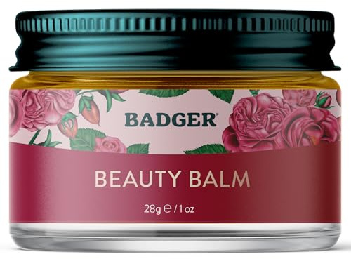 Badger Organic Rose Beauty Balm, Face Neck & Hands, 1 oz Jar