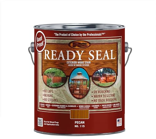Ready Seal Exterior Wood Stain | Semi-Transparent Oil-Based Formula | Professional Grade Stain and Sealer in One | Ideal for Decks, Fences, Pergolas, Wood Siding & More | Gallon | Pecan