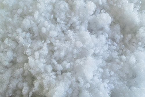 pemmiproducts Billes de fibre de polyester 1 kg, (EUR 12,00/kg), type régénéré, blanches, siliconées, boules de fibre, matériau de remplissage, ouate de remplissage