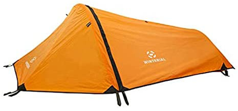 Winterial Einzelpersonen-Bivy-Zelt – mit Regenfliege, leicht, 0,9 kg, 255 g, Heringe, Stangen und Abspannleinen, Rucksackreisen und Wandern, Orange