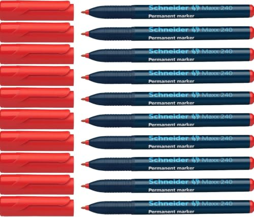 Schneider Maxx 240 Permanent-Marker mit Rundspitze (Cap-Off-Ink, Strichstärke 1 - 2 mm) 10er Packung rot