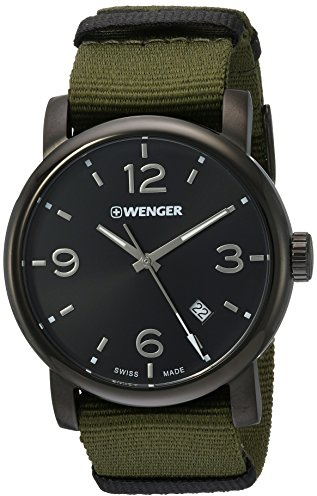 Wenger Urban Metropolitan Herren-Armbanduhr, Schweizer Quarz, Edelstahl und Leder, leger