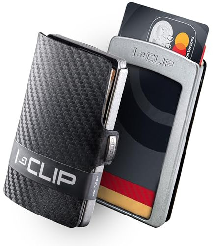 I-CLIP Original Portafoglio Uomo Slim - Porta Carte di Credito piccolo I Idea Regalo Uomo I Portatessere Tascabile I MADE IN GERMANY | Carbon Argento