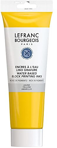 Lefranc & Bourgeois 188218 Linoldruckfarbe auf Wasserbasis, wischfest, geschmeidig für Hochdrucktechniken in der 250ml Tube - Goldgelb
