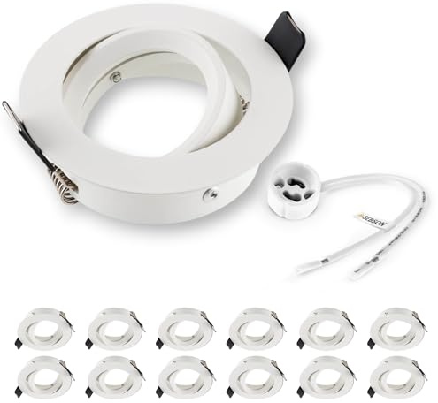 SEBSON Spot Encastrable Orientable avec Douille GU10 - Spot Plafond Trou de Montage ø75mm (min. 73mm, max. 77mm) - Plafonnier Encastré Ø84mm - Lot de 12