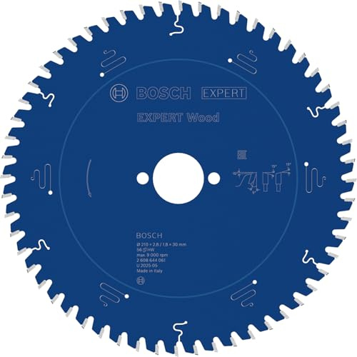 Bosch Accessories Bosch Professional 1x Kreissägeblatt Expert for Wood (Holz, Sägeblatt Ø 210 x 30 x 2,8 mm, 56 Zähne, Zubehör Kreissäge) | für Weichholz, Hartholz, Ø 210 mm, Professional Zubehör kabelgebundene Handkreissägen, Tauchsäge