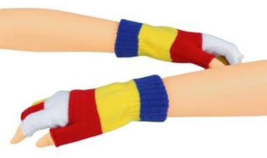 Strickhandschuhe fingerlos rot/weiß/blau/gelb
