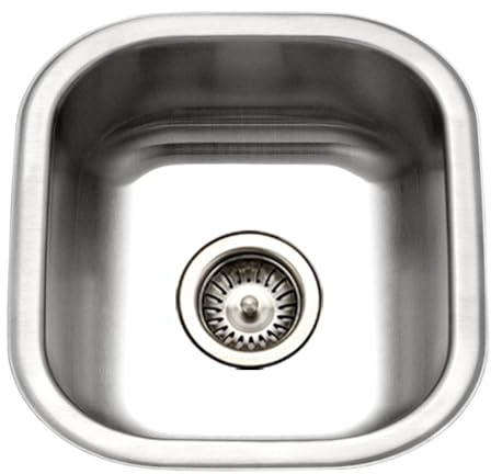 Houzer Club Stainless Steel Kitchen Sink for Bar & Prep: 17 Inch Undermount Single Bowl Sink with Strainer, Durable & Versatile, Essential for Home & Apartment: MS-1708-1