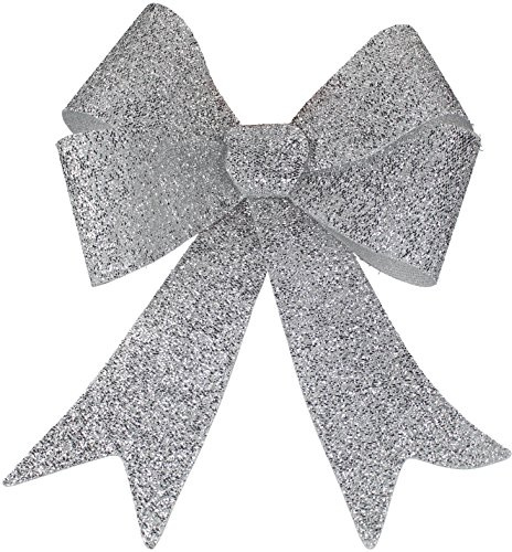 DECOLINE Glitzer Schleife L - 3 Stück Silber