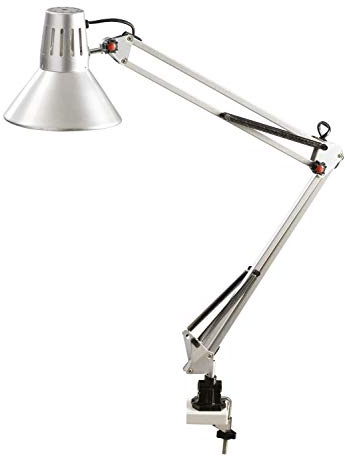 Alco-Albert - Arbeitsplatzleuchte silber 38 cm | Kompakte Schreibtischleuchte mit modernem Design, für Büro, Arbeitsplatz und Lesebereich