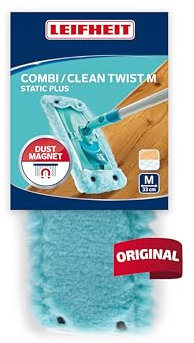Leifheit Wischbezug CLEAN Twist M Static Plus, für alle Bodenarten, zieht Staub und Haare an wie EIN Magnet, Bodenwischer Ersatzbezug für Glatte Böden, Staubwischer für trockene Bodenreinigung