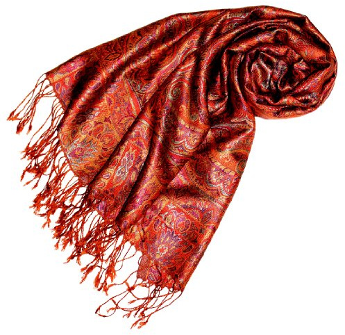 Lorenzo Cana Luxus Pashmina damsjal jacquard vävd 100 % siden 70 x 190 cm paisley mönster sidenhalsduk sidenhalsduk harmoniska färger
