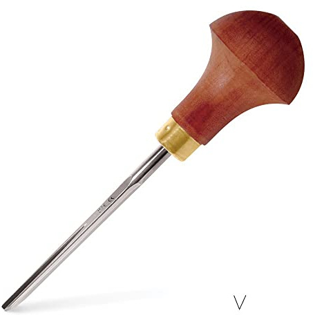 Pfeil Linol- und Holzschnittmesser, Stich L 15, V 45° / 2 mm Metall, Abschrägung, Birnbaumholz Griff, Holzchisel, Messer, 70 mm Klinge, 125 mm Gesamtlänge