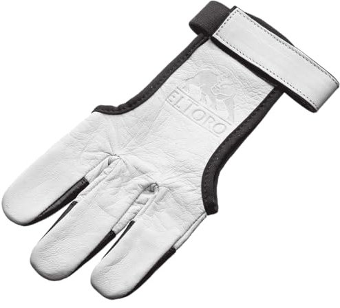 elToro Schießhandschuh Zebra in L – 3-Finger-Handschuh aus weichem Leder für Bogenschießen – beidhändig, mit Klettverschluss, Fingerverstärkung & hohem