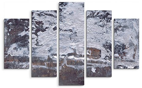 5 teiliges Wandbild auf Leinwand (Gesamt: H: 100cm B: 160cm) Keilrahmenbild Canvas Fotodruck Leinwandbild Leinwanddruck Kunstdruck Wandbild blaugrau braun Textur