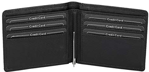 LEAS Fermasoldi Uomo, Vera Pelle, con RFID protezione Nero Special Edition''