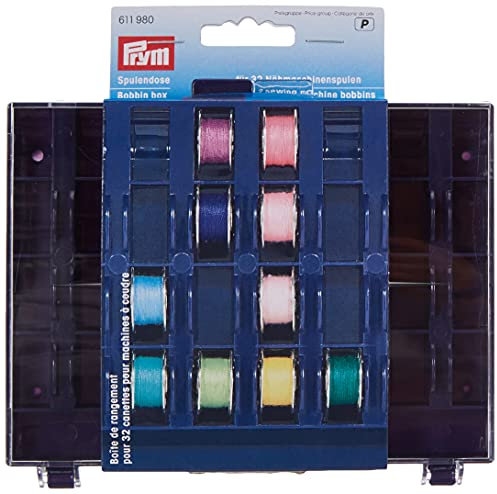 Prym Spulendose für 32 Nähmaschinenspulen leer, Violett, Transparent
