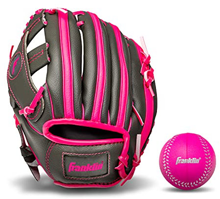 Franklin Sports RTP Teeball Performance Handschuhe & Ball Combo, Graphit/Pink