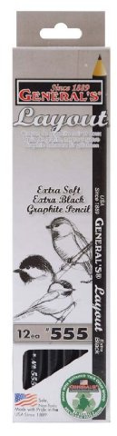 General's Layout Pencil, Extra Black Graphite, Box of 1 Dozen (555)