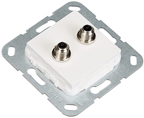 Gira 565103 SAT F Buchse 2-fach Gender Changer Einsatz, reinweiß