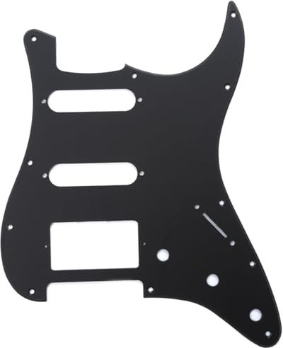 Musiclily Pro 11 Löcher HSS ST Schlagbrett Pickguard 1-lagig Mattschwarz | für Fender American/Mexican Standard Strat Modern Style E-Gitarre