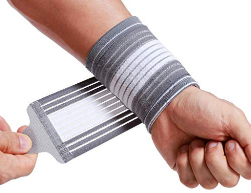 NEOtech Care Protège-poignet de marque Ultra léger, élastique et respirant - Compression AJUSTABLE - Bracelet pour tennis, golf, gym, sport ou exercice (Gris, Taille S, 1 Unité)