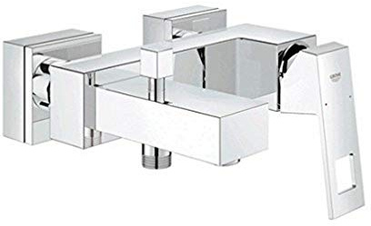 Grohe Wannenarmatur Eurocube, 23140000, Wannen-Einhebelmischer mit Rückflussverhinderer, Rostfreie Materialien, Reinigungsfreundlich, SilkMove Keramikkartusche, StarLight Oberfläche, Chrom, 09747 5 Wannenbatterie