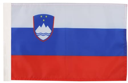 AZ FLAG Bandera Eslovenia 45x30 cm Estandarte Eslovena Poliéster 100D Funda | Uso interior y exterior Enseña Slovenija costuras dobles y bordes reforzados con funda para mástil
