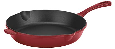 Cuisinart Chef's Classic - Sartén redonda de hierro fundido esmaltado, 10 pulgadas, color rojo cardenal